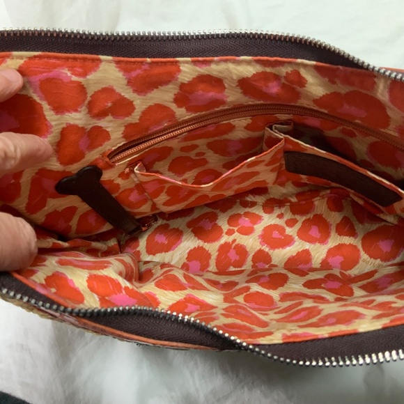 Woven Straw and Orange Patent Leather Brighton Bag - Picture 9 of 10